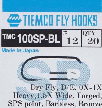 Tiemco TMC 100 SP-BL Trockenfliegenhaken ohne Widerhaken