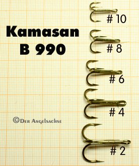 Kamasan B990 Tube Fly Trebles (Größen 2-10 zur Auswahl)