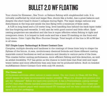 Guideline Bullet 2.0 WF Fliegenschnur Schwimmend Sonderpreis da im Ausverkauf, solange unser Vorrat reicht!