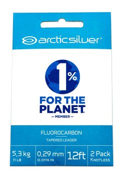 Arctic Silver Fluorocarbon Knotenlos Verjüngte Fliegenvorfächer 2 Stück