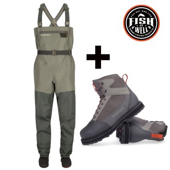 Simms Tributary Stockingfoot Outfit Basalt Wathose und Watschuhe zum Set-Sonderpreis Modelle 2025