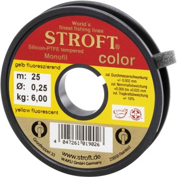 STROFT Color Fluoreszierend Gelb 25m  Das ideale Vorfachmaterial für deine Bissanzeigervorfächer