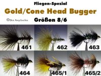 Gold/Cone Head Bugger Gr.6/8 zum Streamerfischen (6 Sorten zur Auswahl)